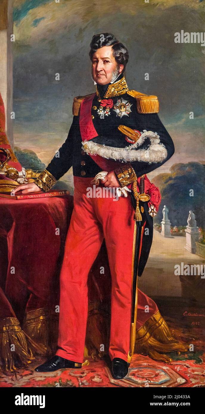 Louis Philippe I D’Orléans (1773-1850), King of France (1830-1848), oil on canvas portrait painting by Charles Edouard Boutibonne, 1847 Stock Photo