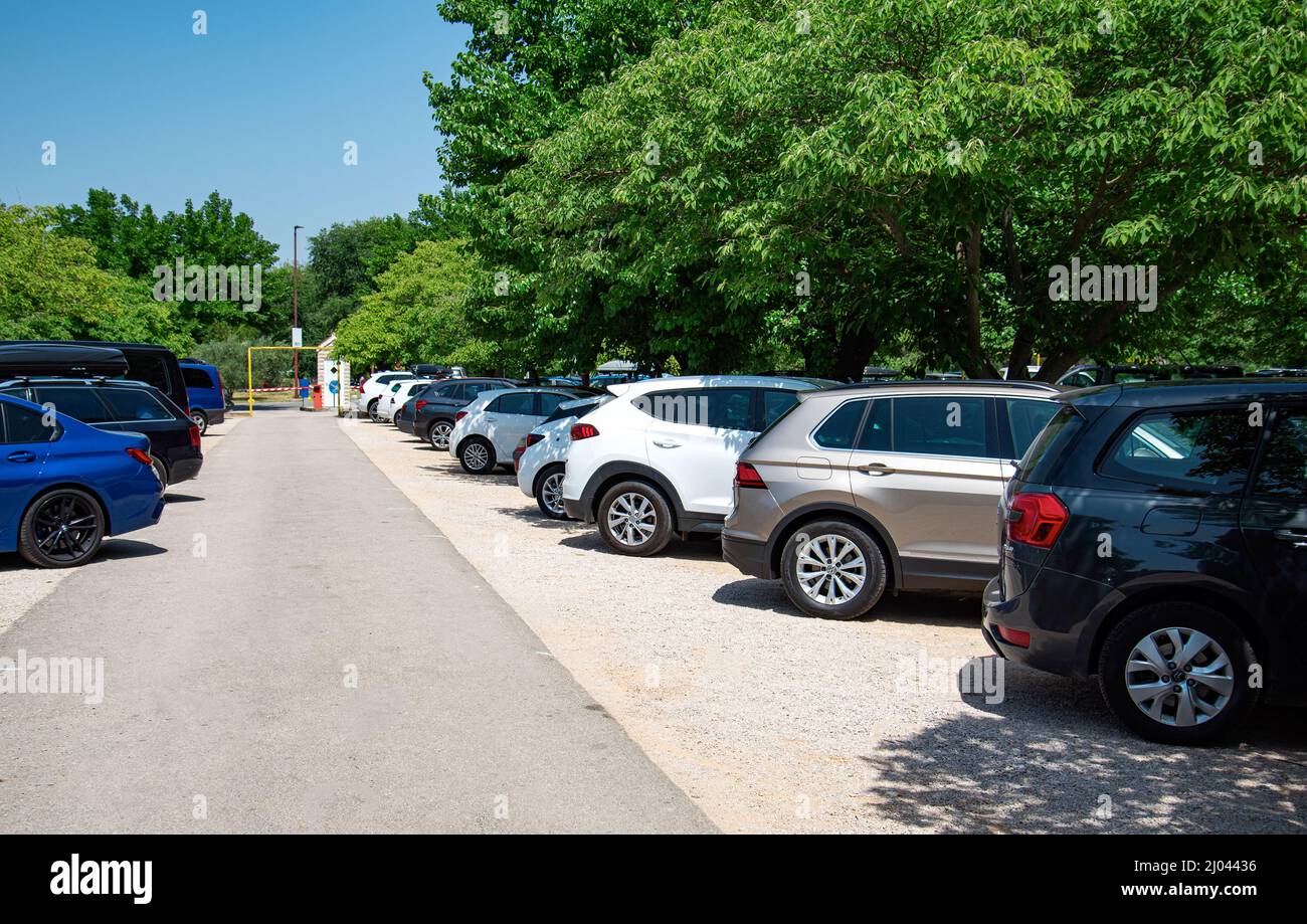 Car parking near Krk waterfall, Croatia Stock Photo Alamy