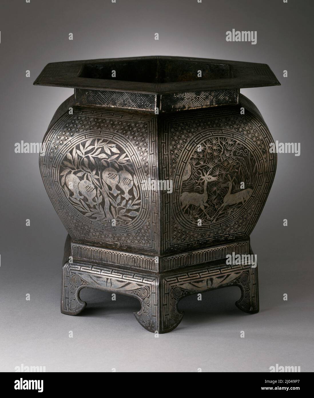 Hexagonal Brazier. Korea, Joseon dynasty (13921910), 19th century