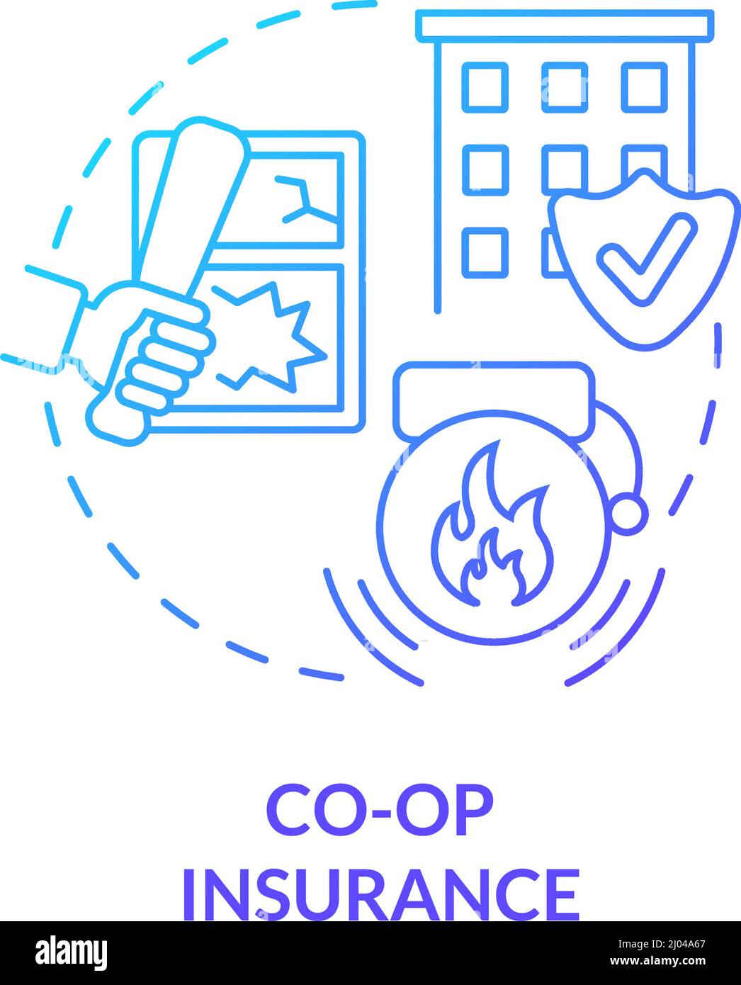 Co-Op insurance blue gradient concept icon Stock Vector