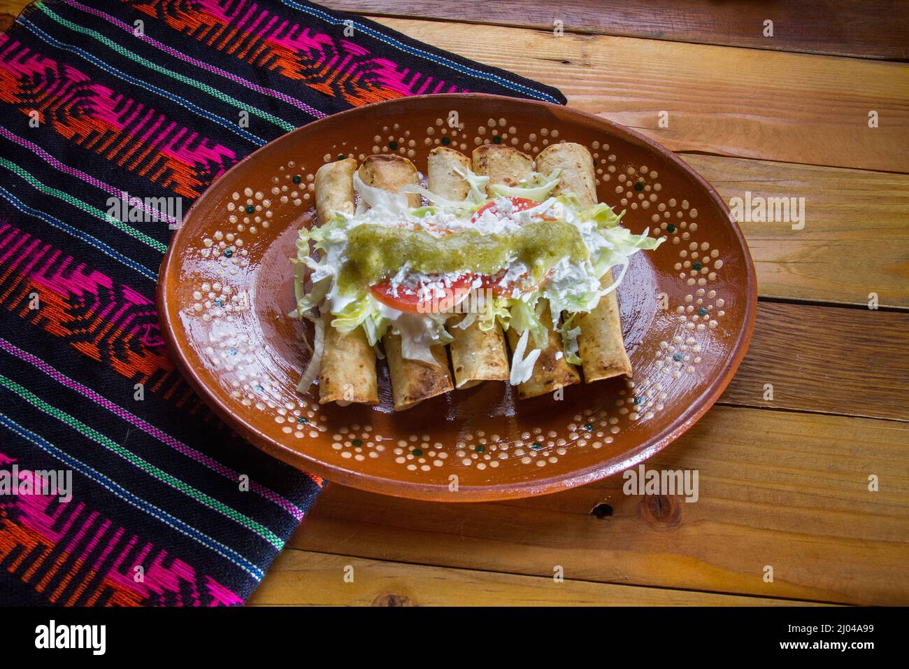 Traditional mexican flautas Stock Photo Alamy