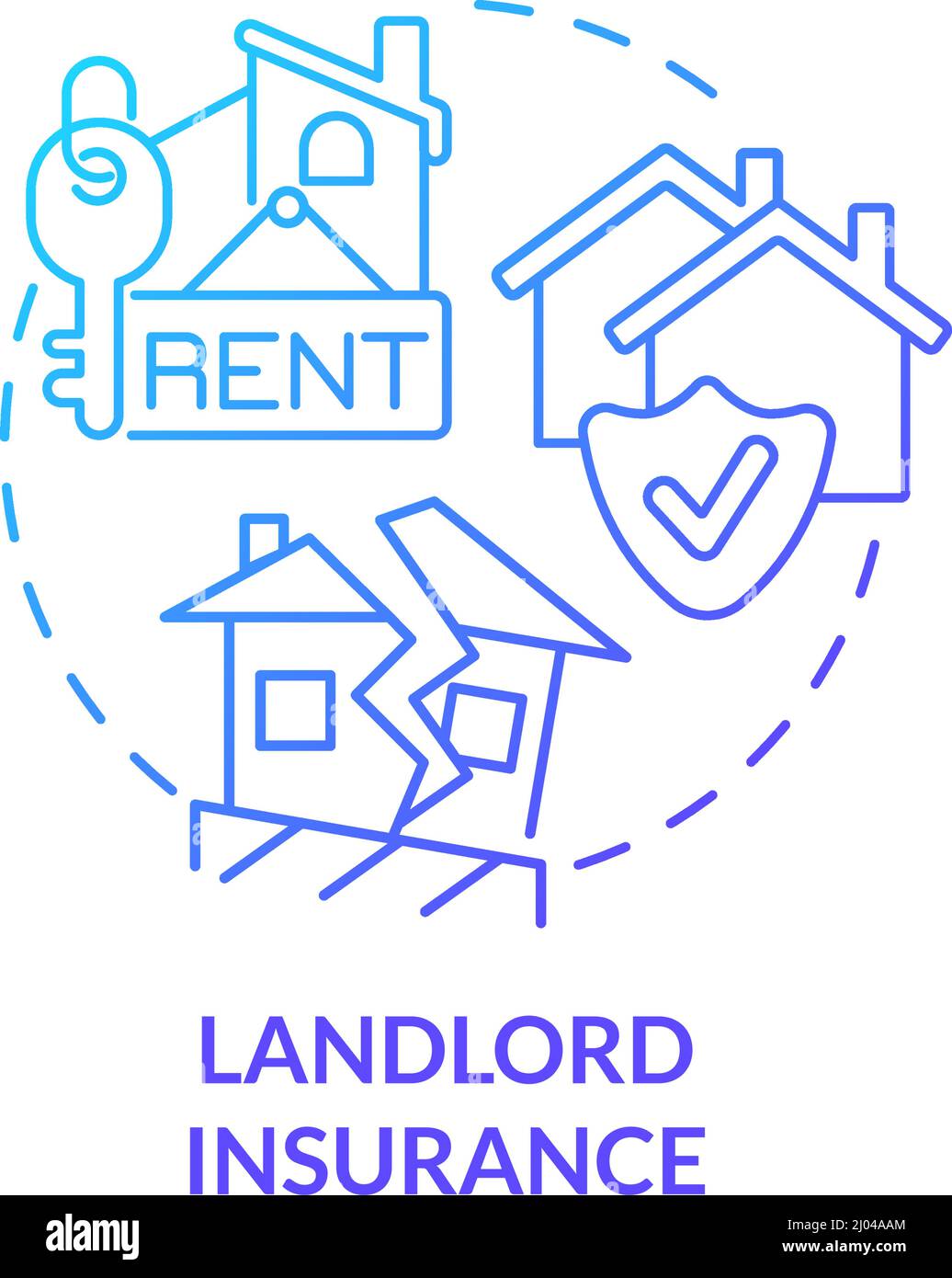 Landlord insurance blue gradient concept icon Stock Vector