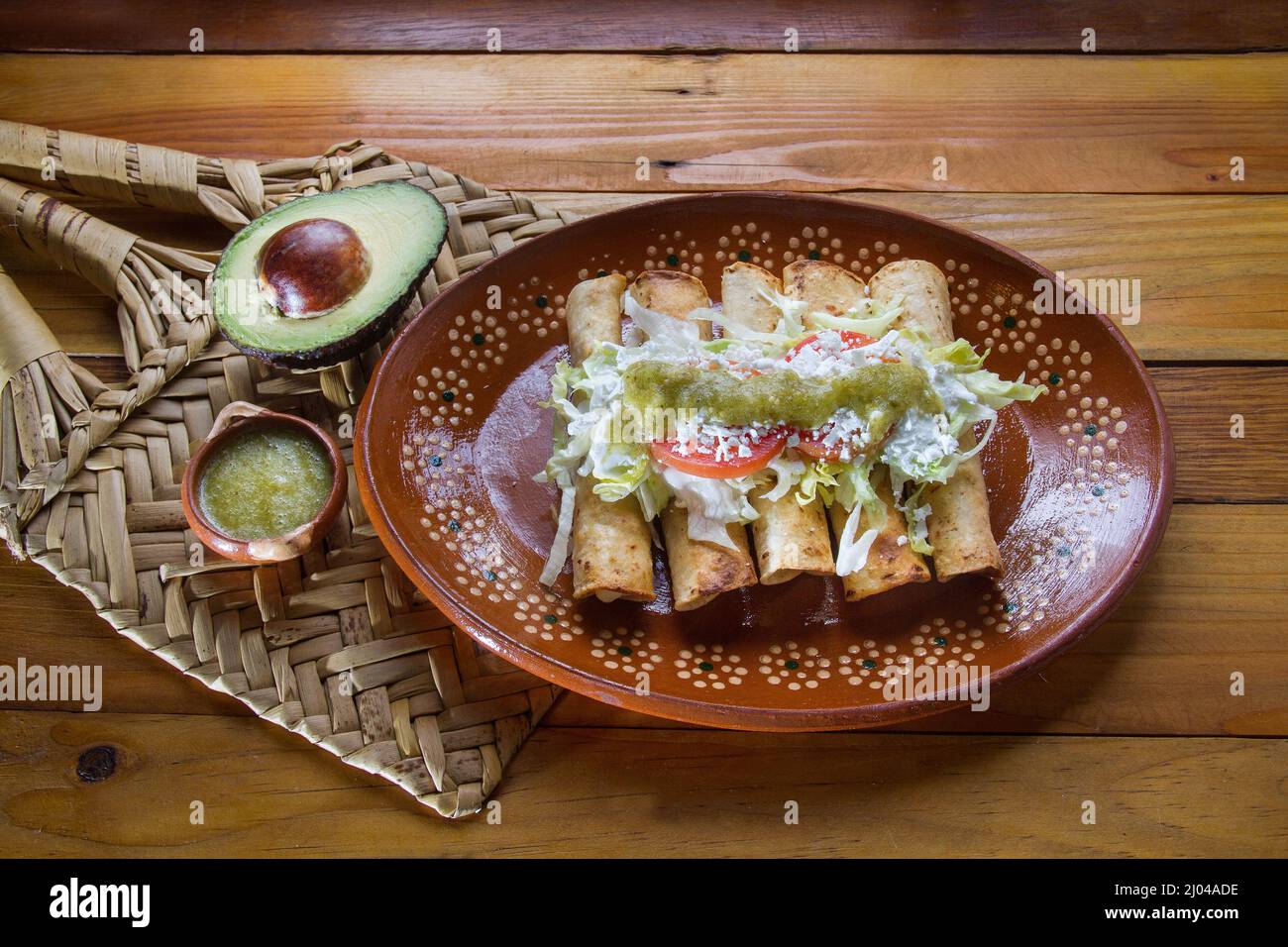 Traditional mexican flautas Stock Photo Alamy