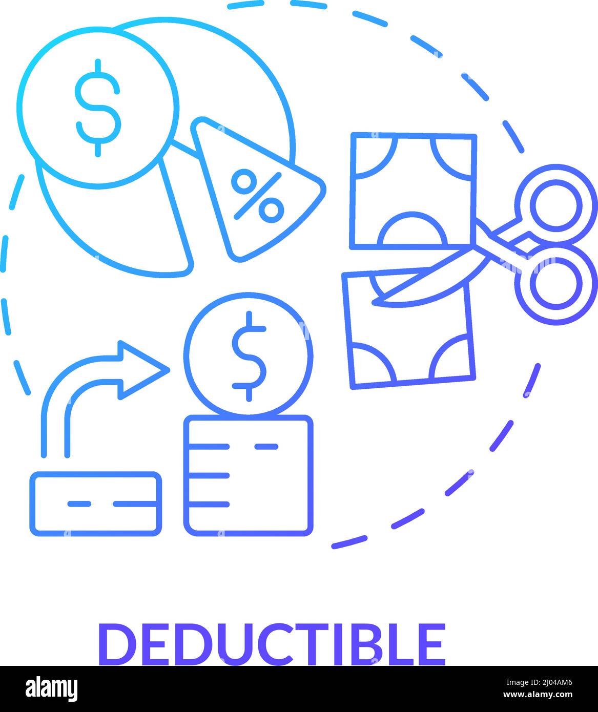 Deductible blue gradient concept icon Stock Vector