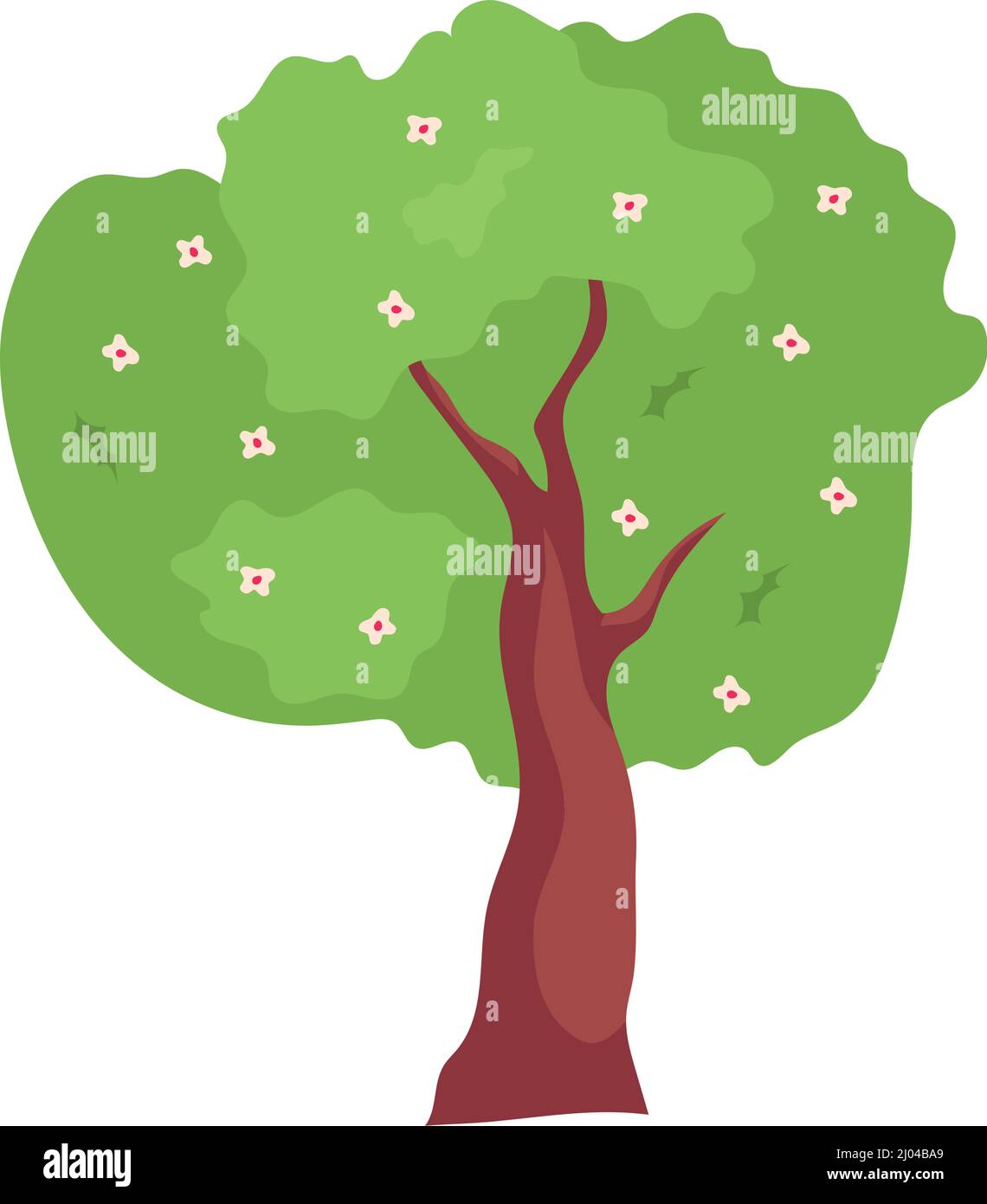 Tree with blooming branches semi flat color vector object Stock Vector