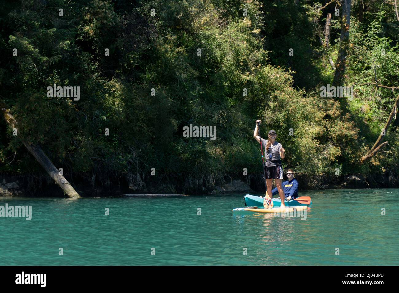 Paddling on the Albion river, California. Stock Photo
