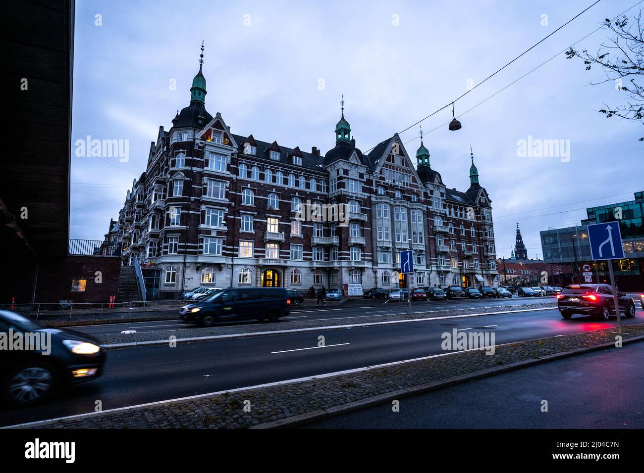 Cars and buildings in Copenhagen, Denmark Stock Photo Alamy