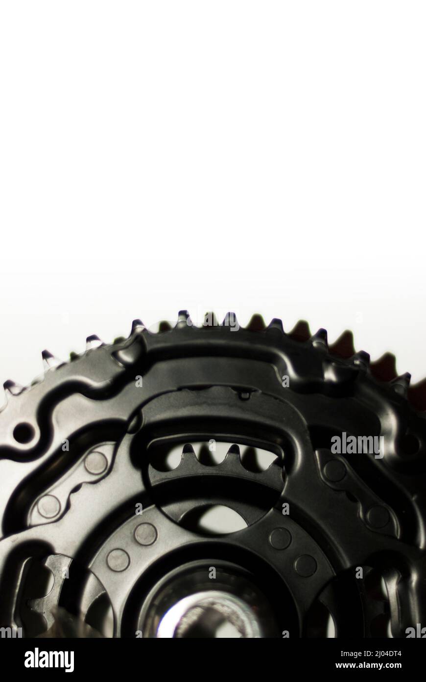 Bicycle chainring teeth on white background in vertical with copy paste ...