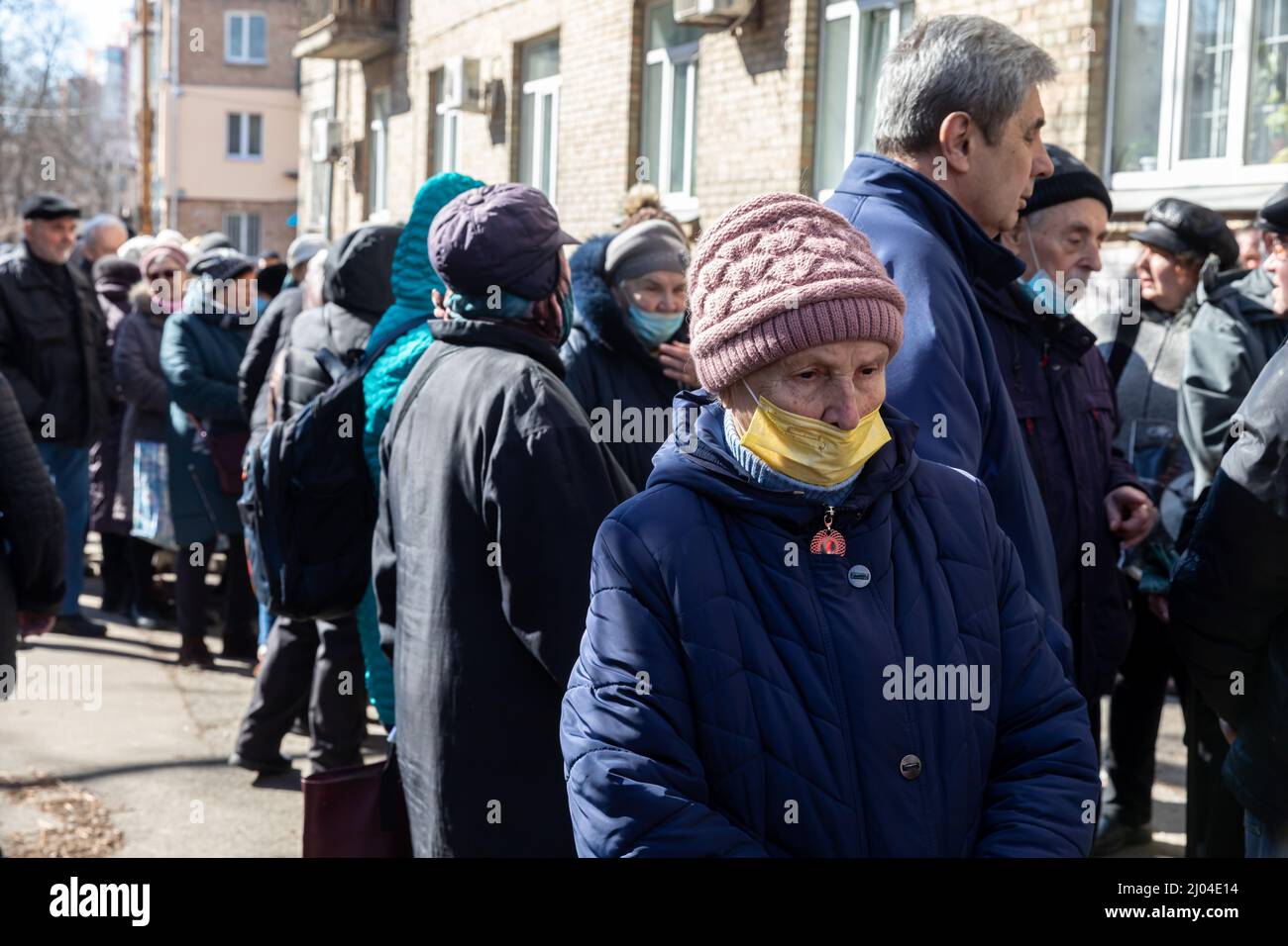 KYIV, UKRAINE - Mar. 15, 2022: War Of Russia Against Ukraine. Queue For ...