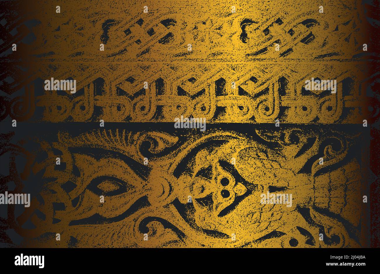 Luxury black golden metal gradient background with distressed cracked concrete texture. Vector illustration Stock Vector