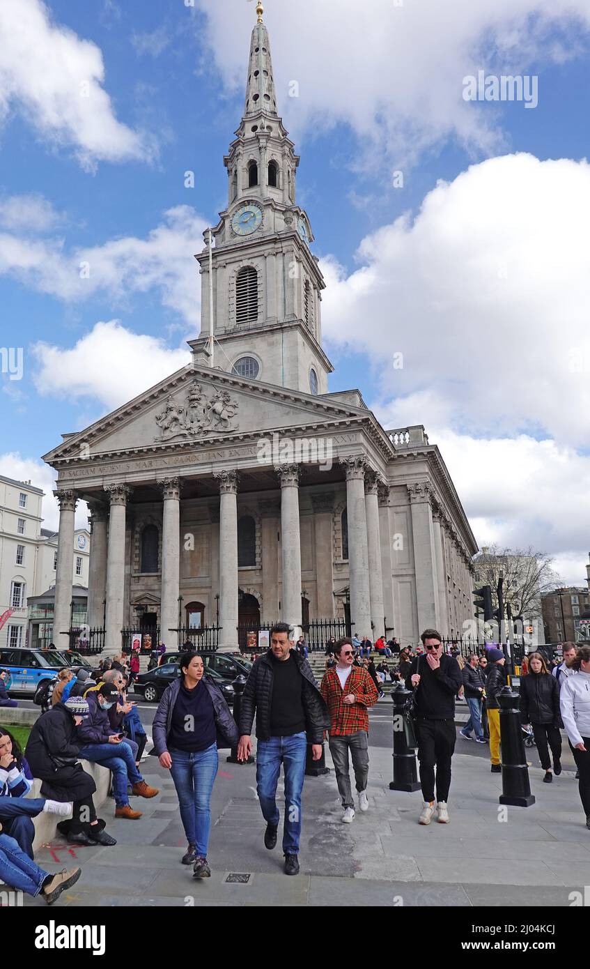 St Martin in the Field Church, Trafalgar Square, London, 2022.  Dedicated to Saint Martin of Tours. There has been a church on the site since at least Stock Photo
