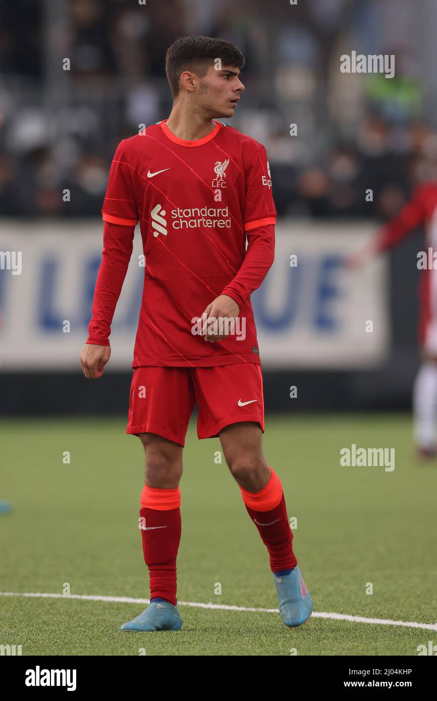 Vinovo, Italy, 15th March 2022. Oakley Cannonier of Liverpool during the  UEFA Youth League match at the Juventus Center, Vinovo. Picture credit  should read: Jonathan Moscrop / Sportimage Credit: Sportimage/Alamy Live  News