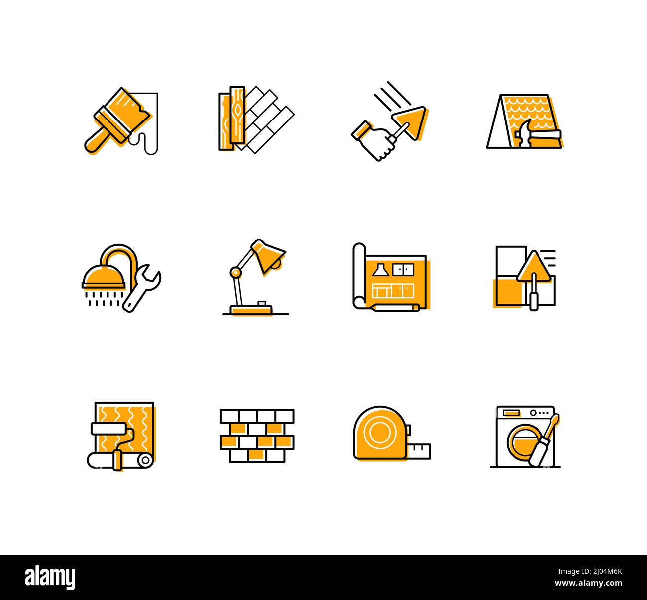 Construction and building - modern line design style icons set Stock ...