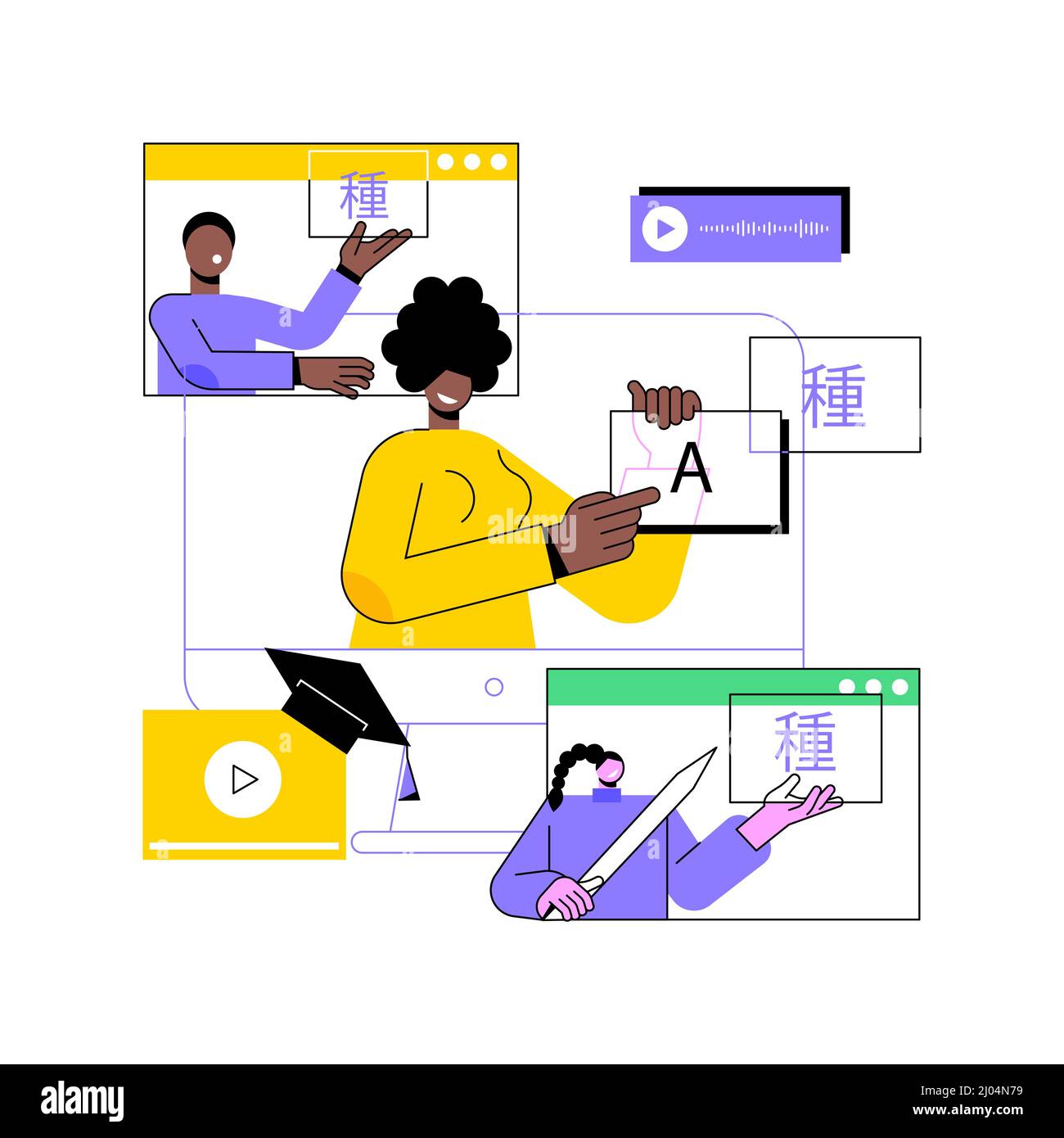 Foreign language abstract concept vector illustration. Foreign