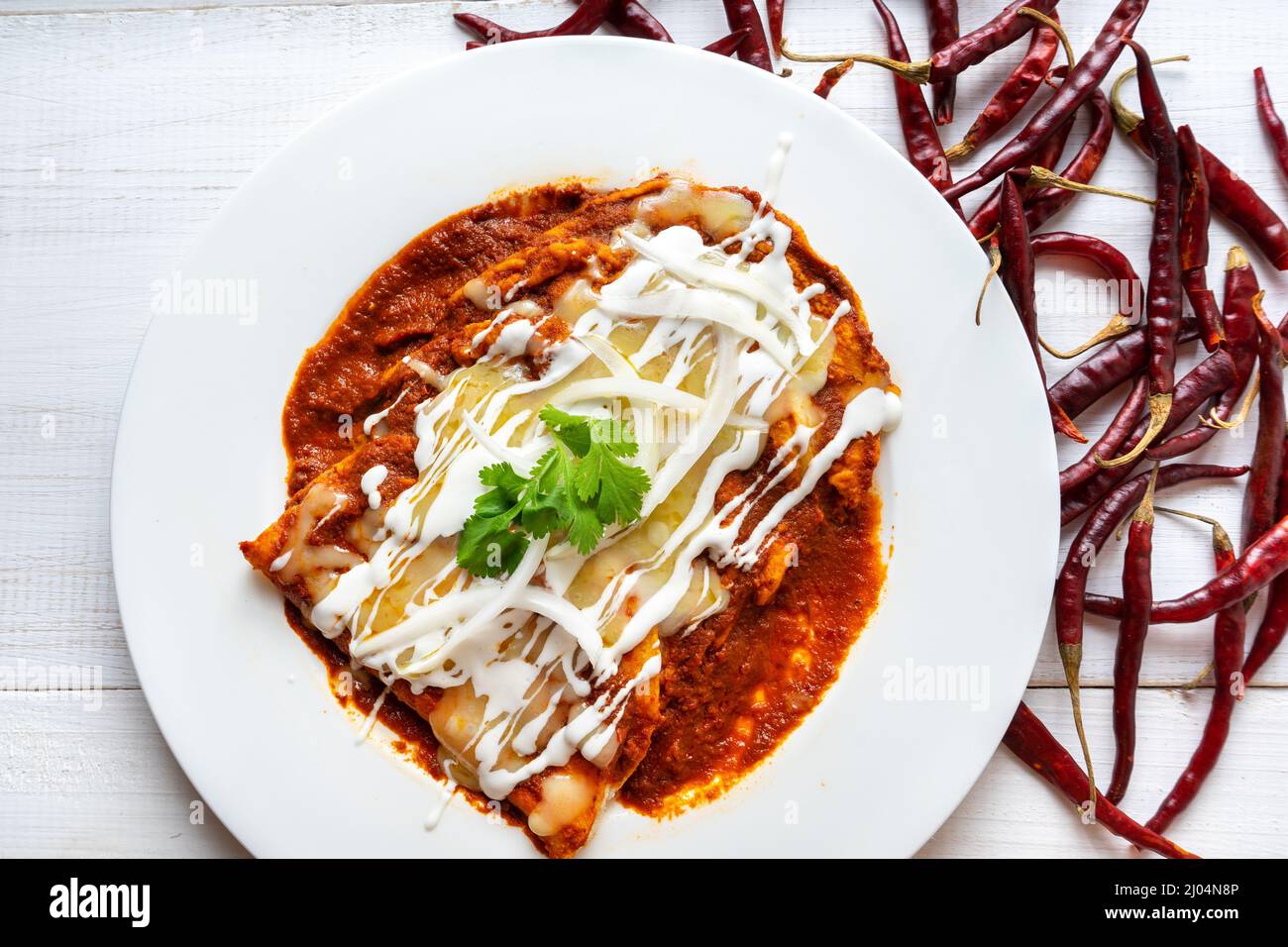 Traditional mexican red enchiladas Stock Photo Alamy