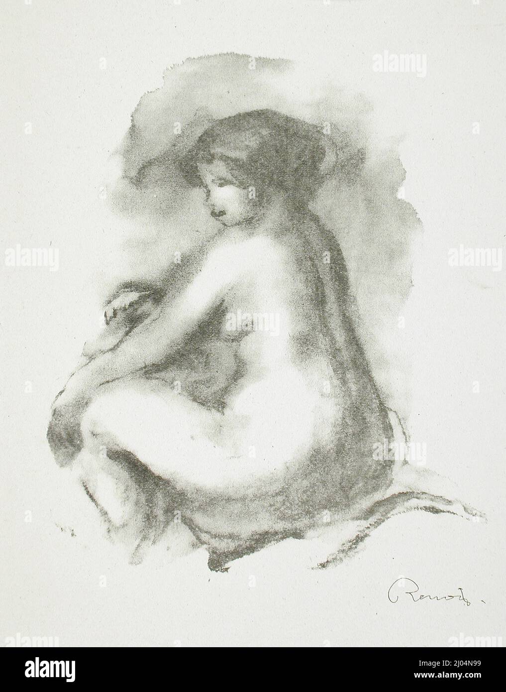 Étude de Femme nue, assise. Pierre-Auguste Renoir (France, Limoges, 1841-1919)Ambroise Vollard (France, 1867-1939). France, circa 1904. Prints; lithographs. Lithograph Stock Photo
