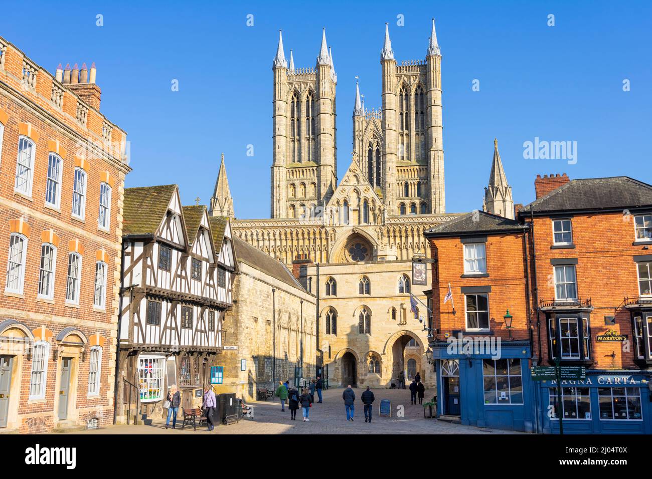 Lincoln Cathedral or Lincoln Minster West Front Exchequer gate Lincoln Lincolnshire England UK GB Europe Stock Photo