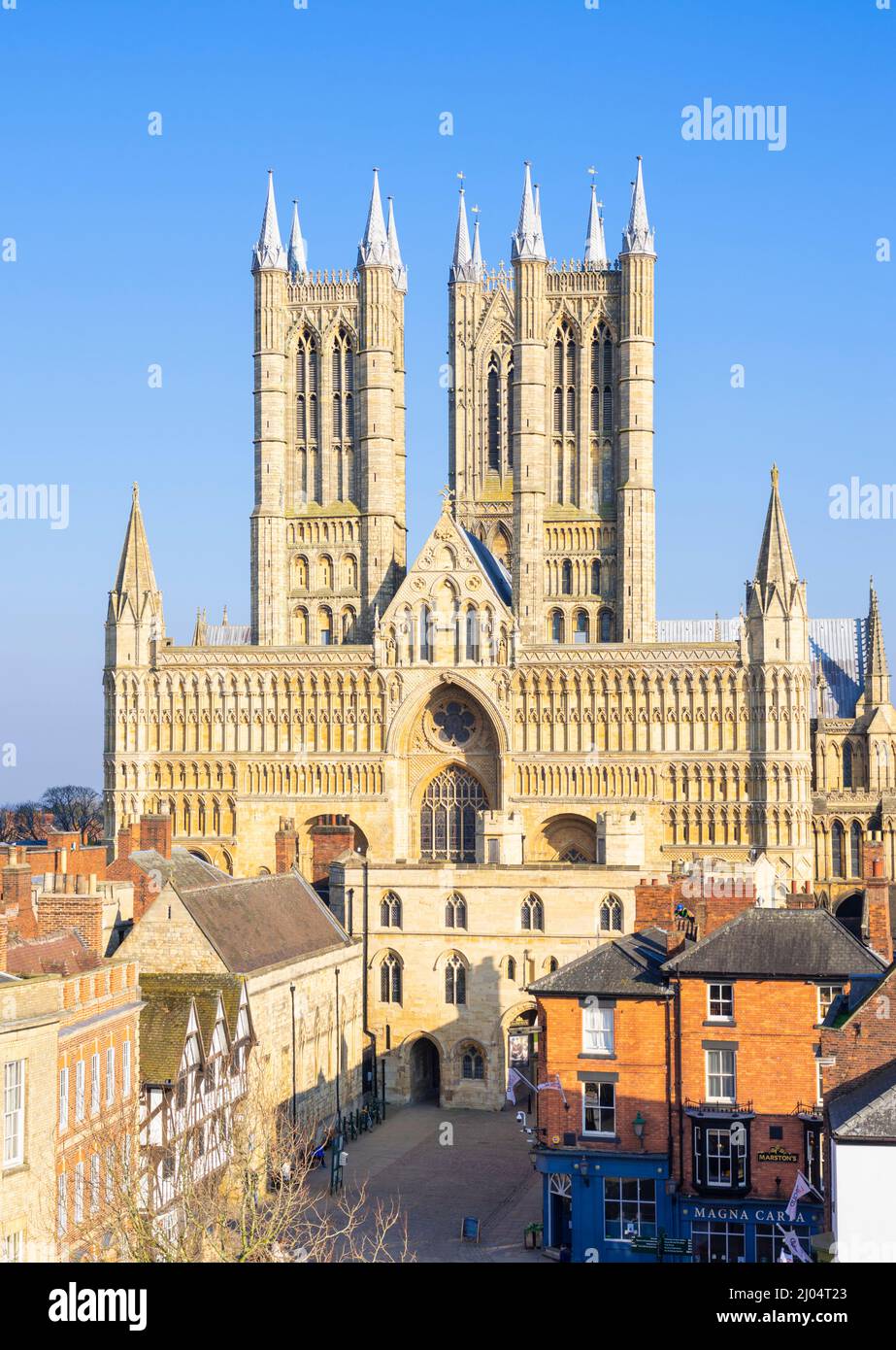 Lincoln Cathedral or Lincoln Minster West Front Exchequer gate Lincoln Lincolnshire England UK GB Europe Stock Photo