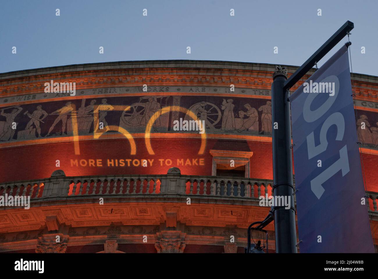The Royal Albert Hall celebrating 150th anniversary in Kensington,London,England,UK Stock Photo