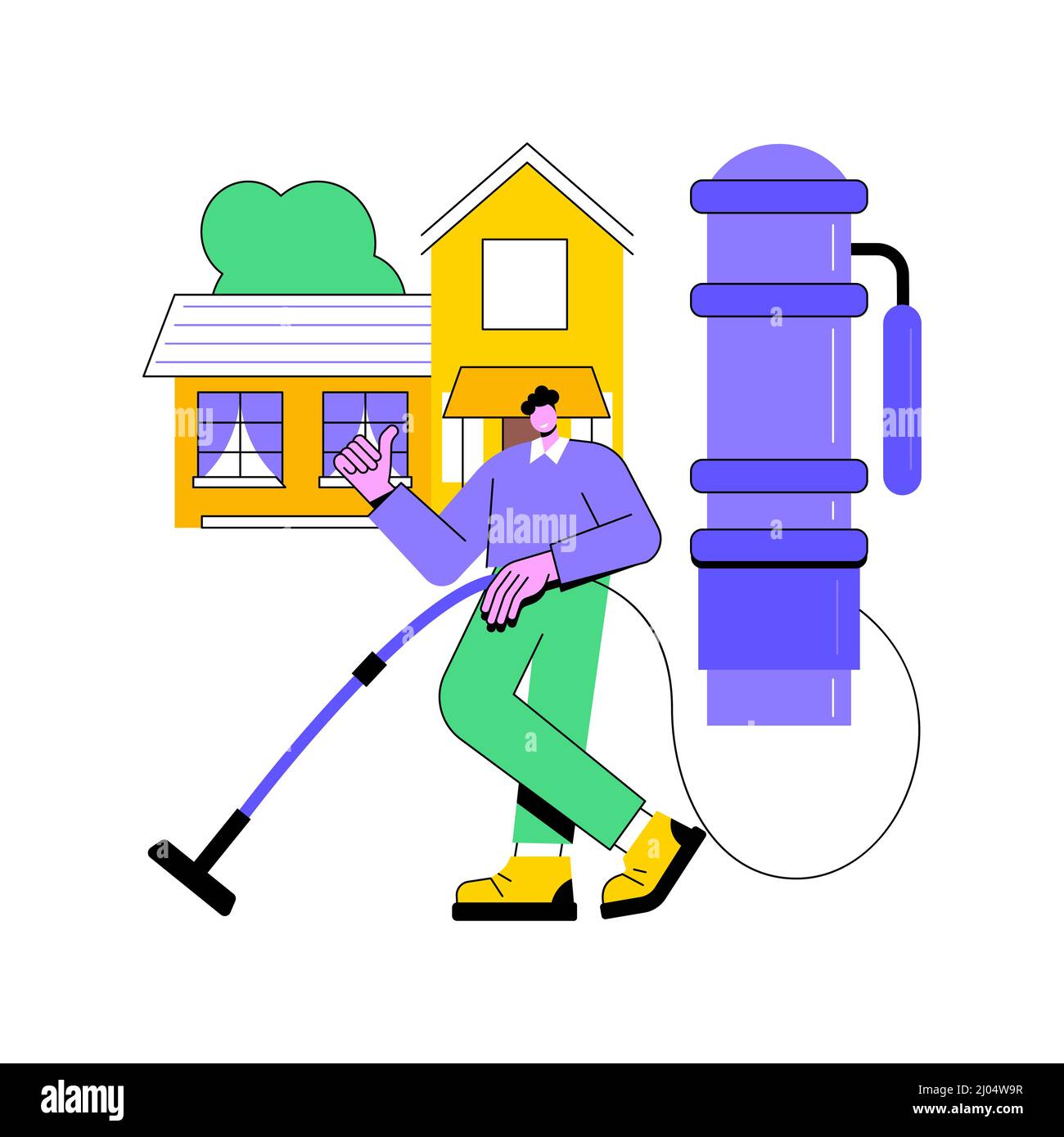 Central vacuum system abstract concept vector illustration. House