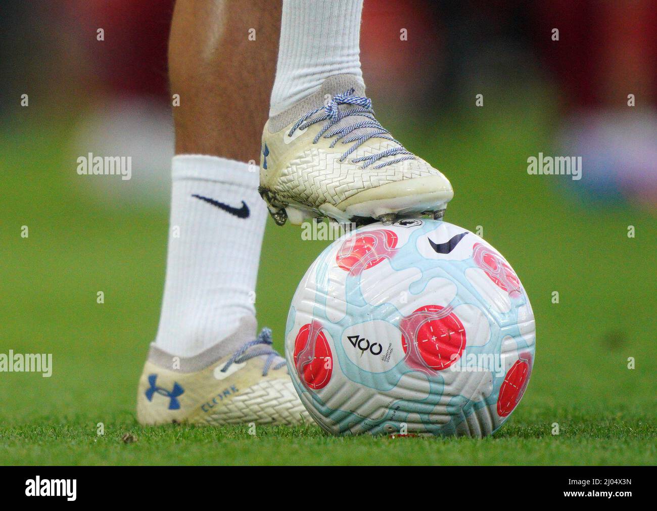 A detailed view of the boots of Liverpool's Trent AlexanderArnold