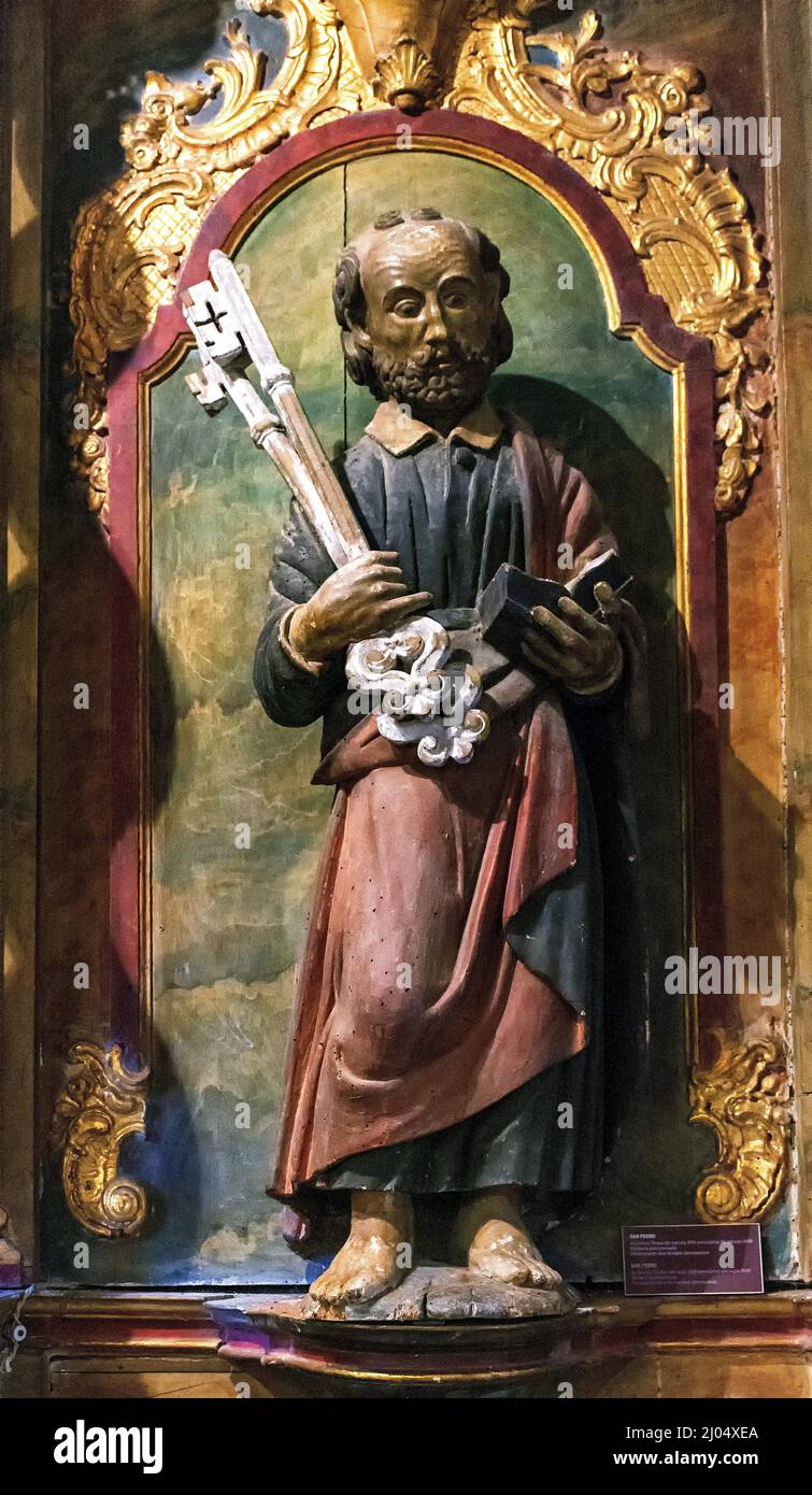Detalle retablo en Museo diocesano de la catedral de mondoñedo, Imagen de San Pablo, Galicia, España Stock Photo