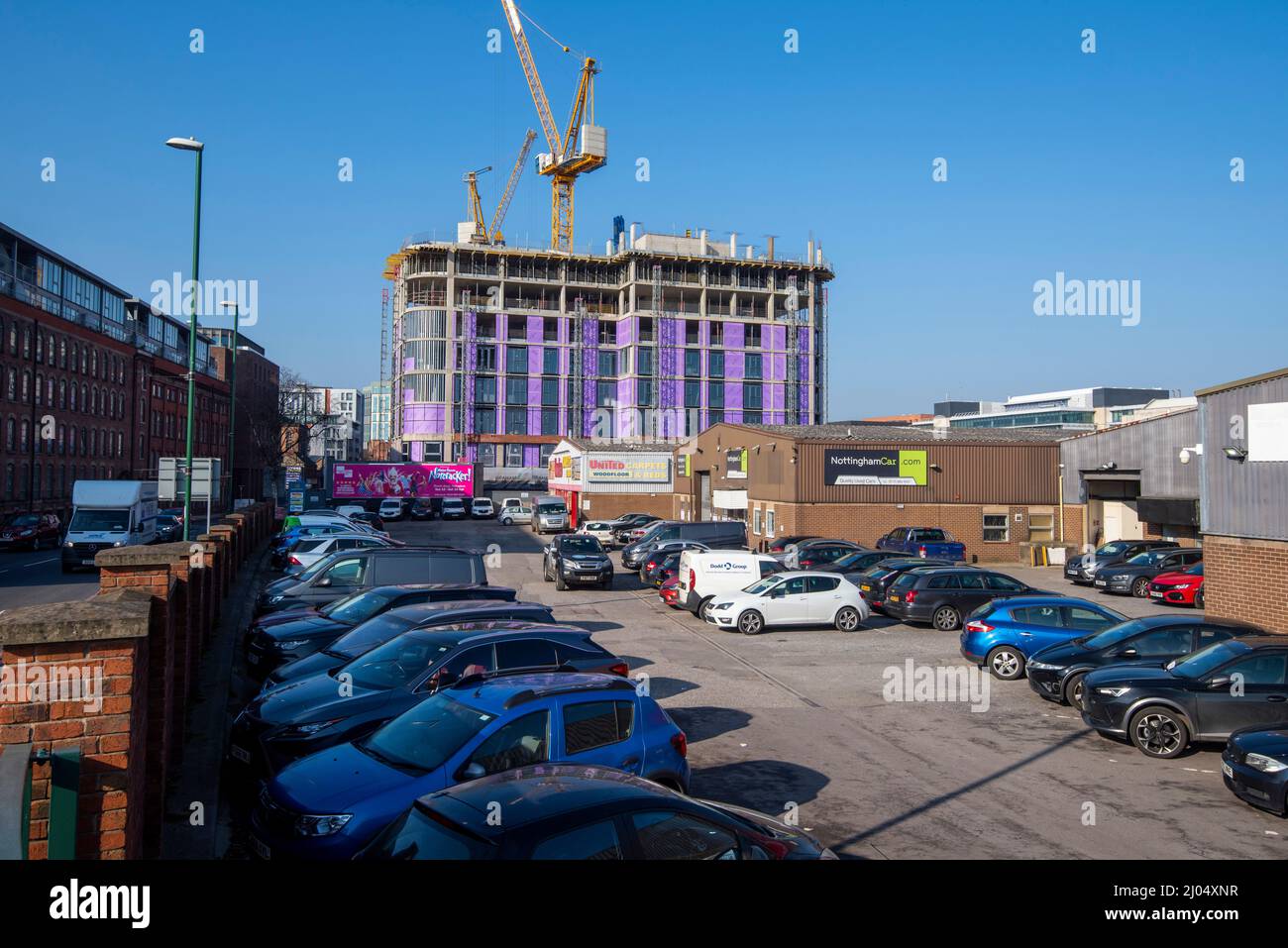 Apartment Buildings Under Construction on Queens Road in Nottingham City Centre, Nottinghamshire England UK Stock Photo