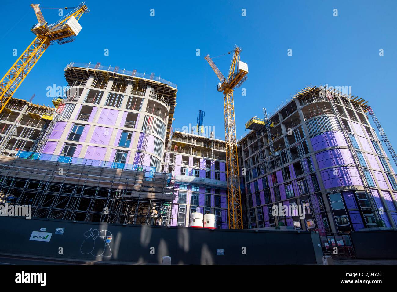 Apartment Buildings Under Construction on Queens Road in Nottingham City Centre, Nottinghamshire England UK Stock Photo