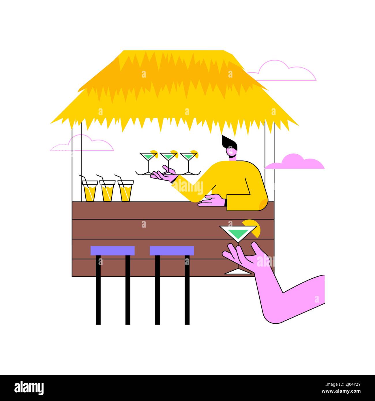 Beach bar abstract concept vector illustration. Beach club service
