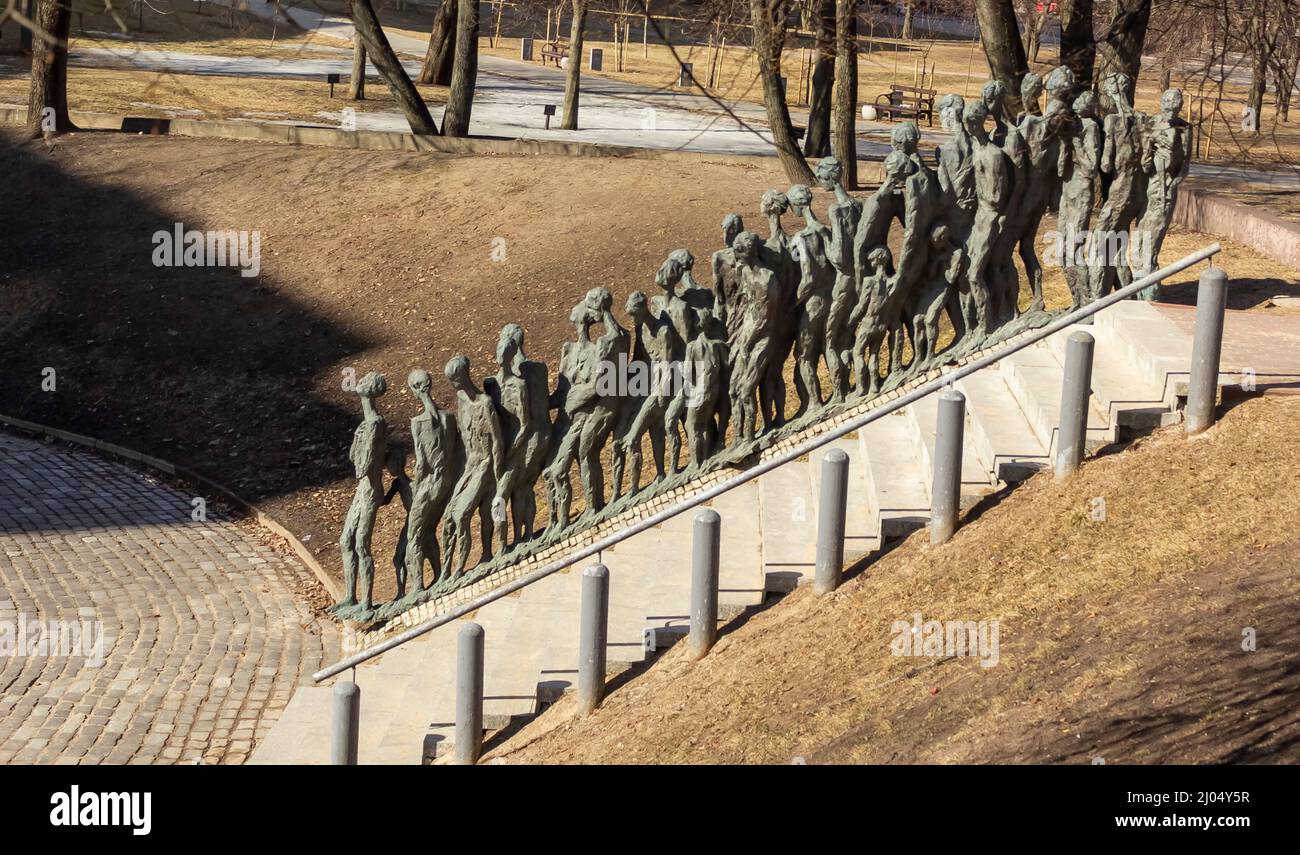 Minsk, Belarus on March 15, 2022 . The memorial complex dedicated to the dead in the Jewish ghetto in Minsk. Stock Photo