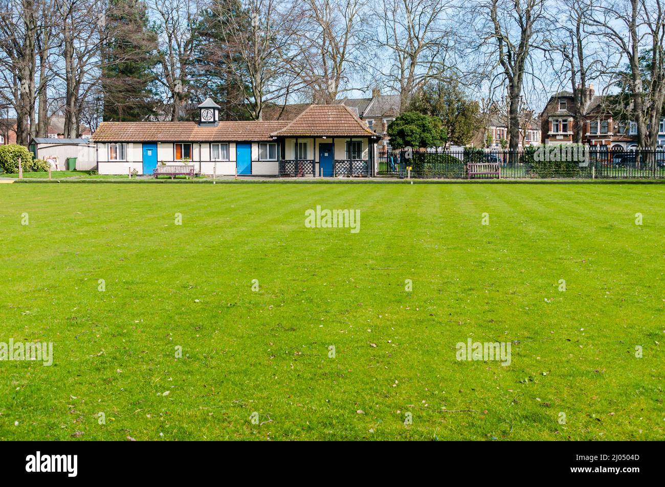 Plashet Park Lawn Bowling Club Stock Photo