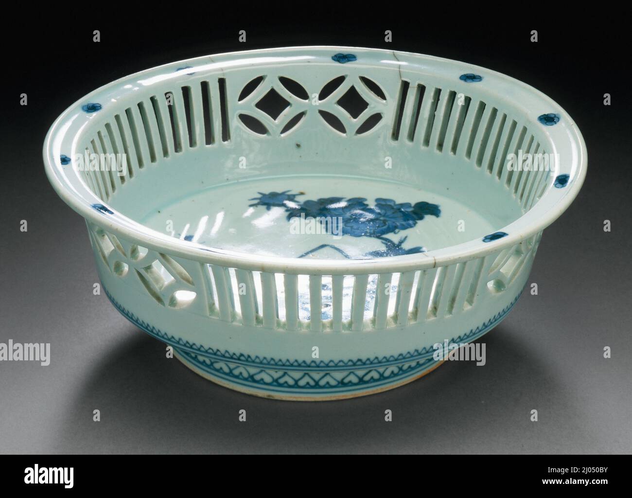 Bowl with Pierced Design. Japan, late 17th - early 18th century. Ceramics. Imari ware; porcelain with blue underglaze Stock Photo