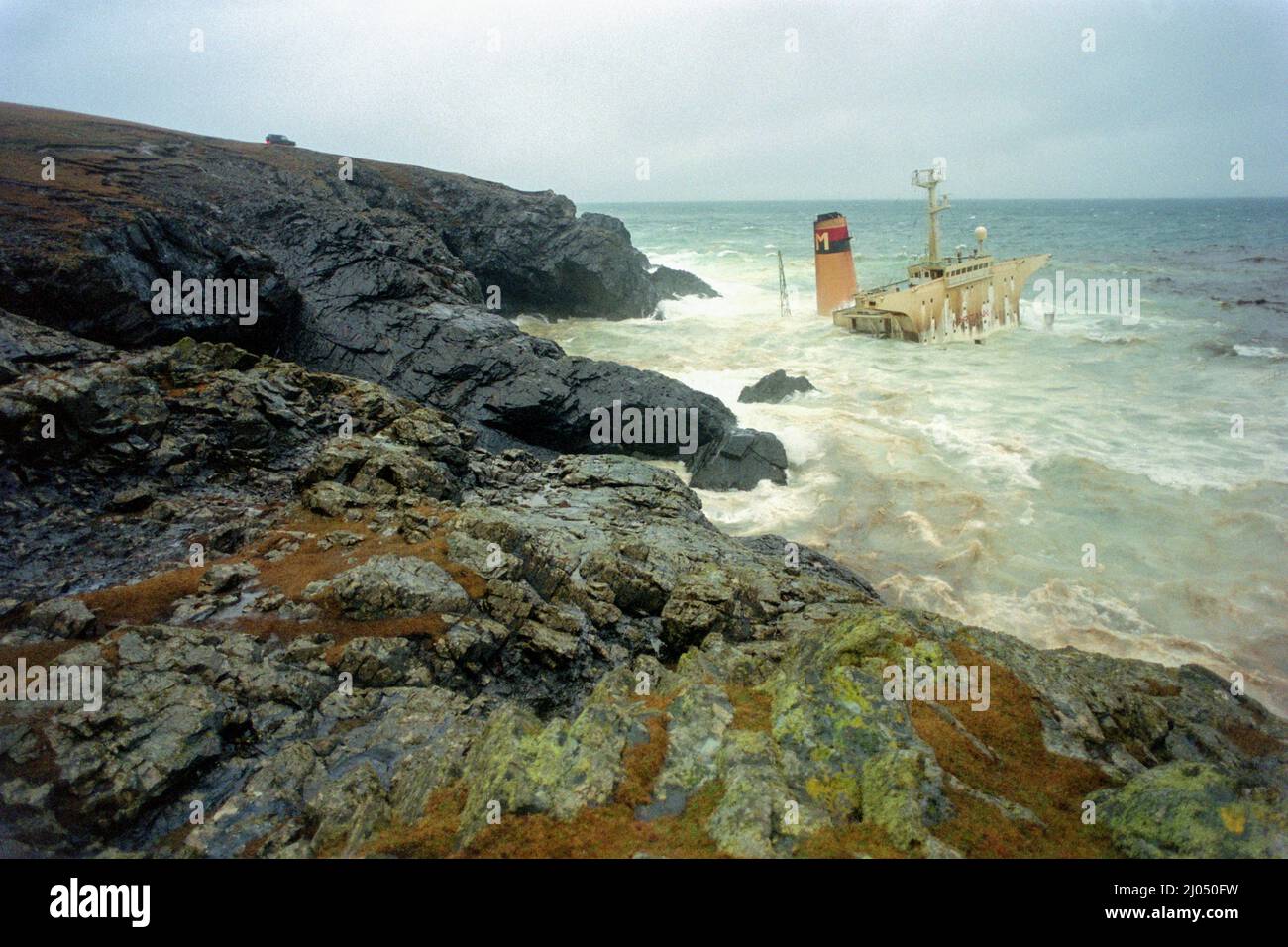 The time of the Braer oil disaster, in , Scotland, January 1993 Stock
