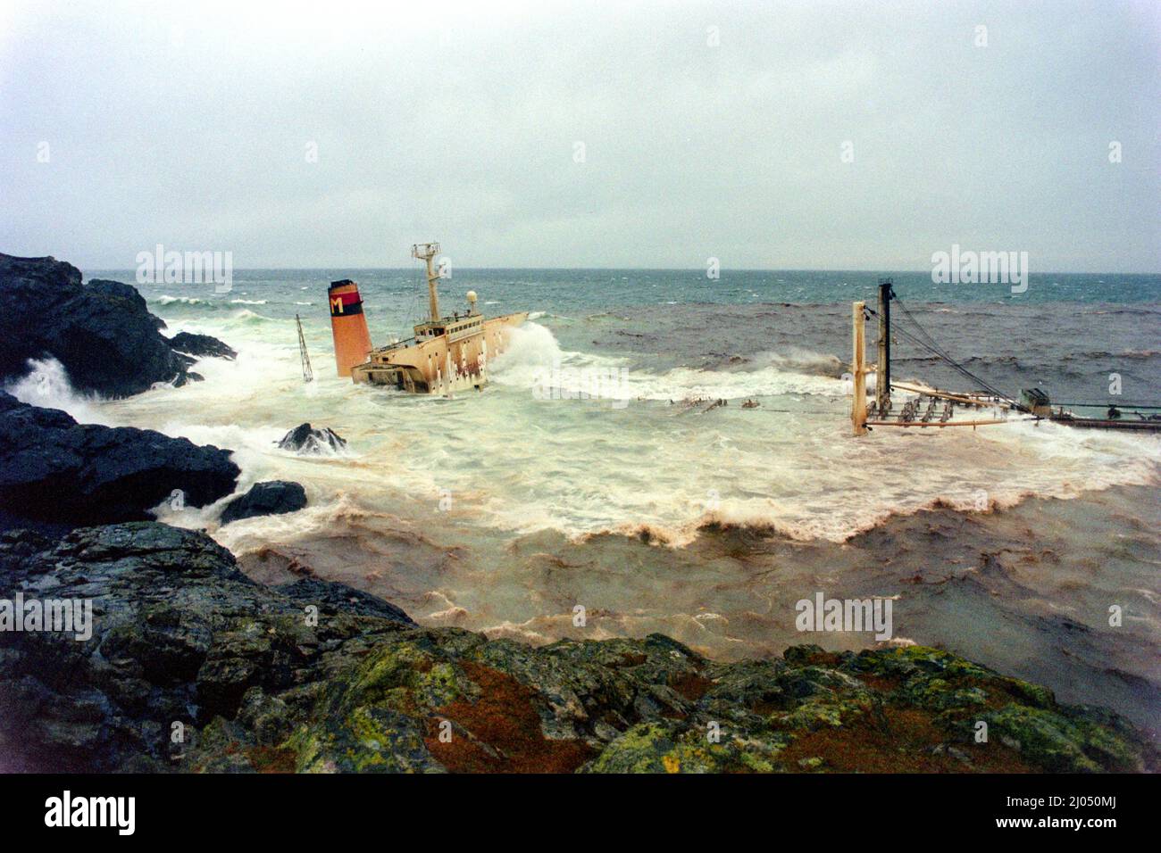 The time of the Braer oil disaster, in , Scotland, January 1993 Stock