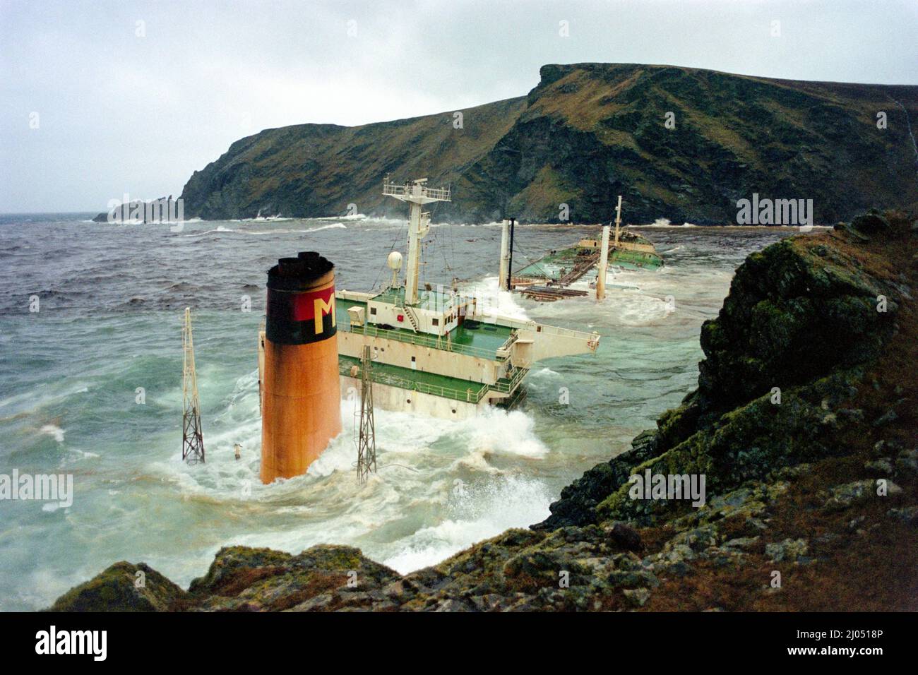 The time of the Braer oil disaster, in , Scotland, January 1993 Stock