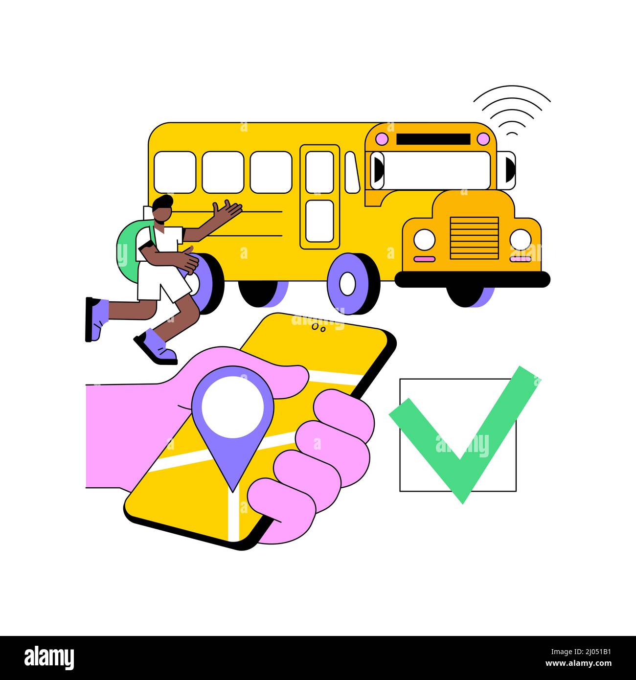 School bus tracking system abstract concept vector illustration bus