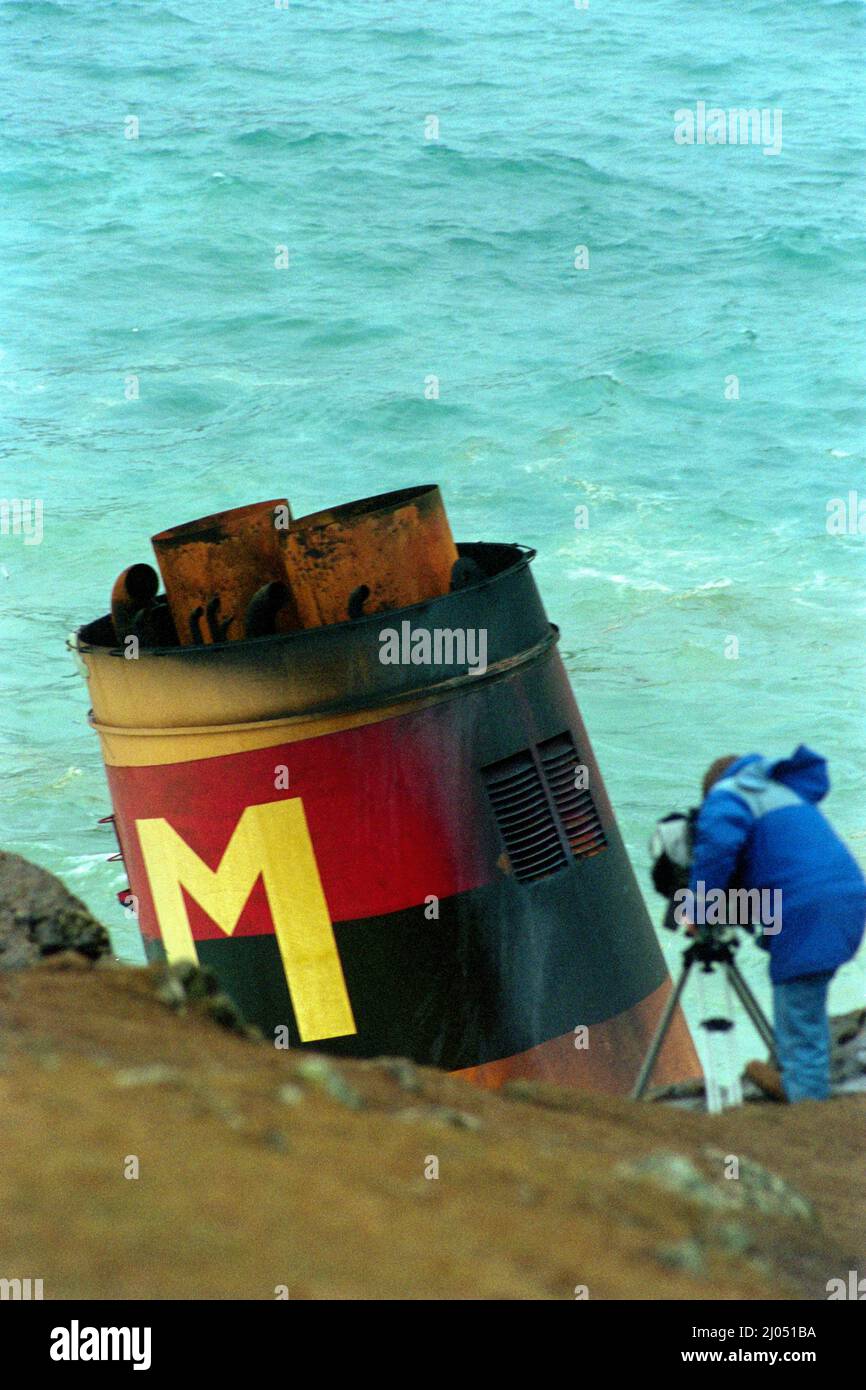 The time of the Braer oil disaster, in , Scotland, January 1993 Stock