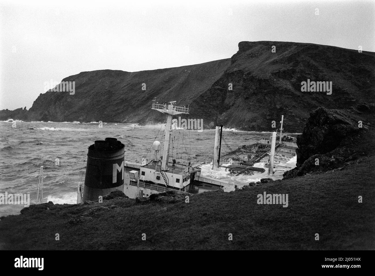 The time of the Braer oil disaster, in , Scotland, January 1993. Stock Photo