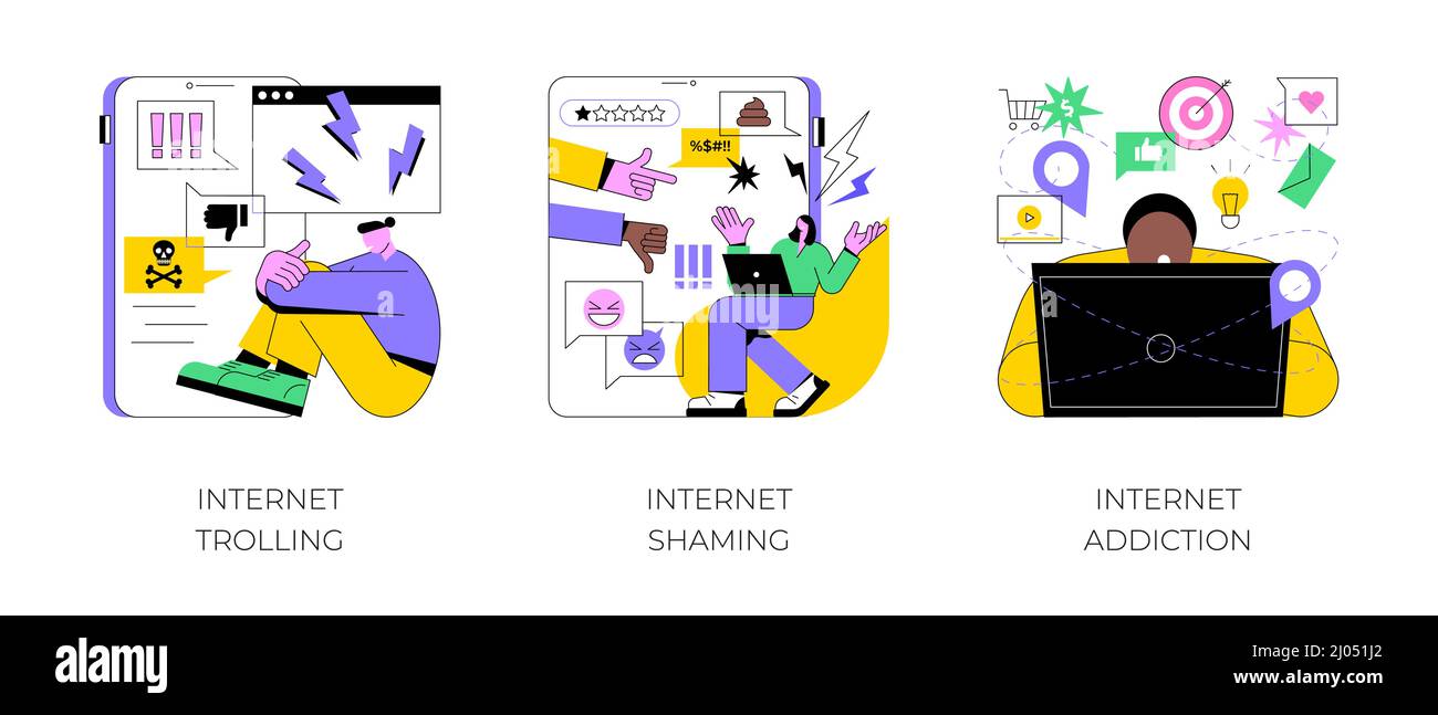 Social media behavior abstract concept vector illustration set