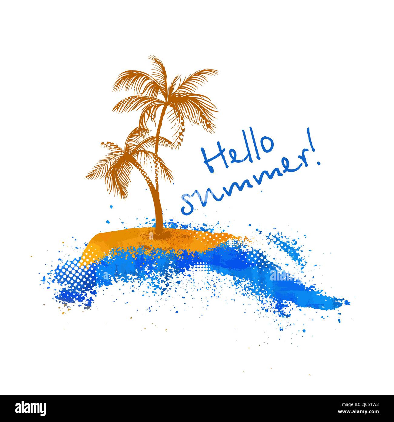 Abstraction palm trees sea sun. Hello summer. Vector illustration Stock ...