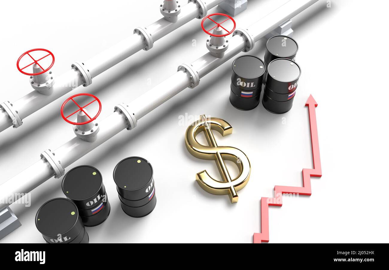 Russian oil and gas price growing 3D rendering Stock Photo