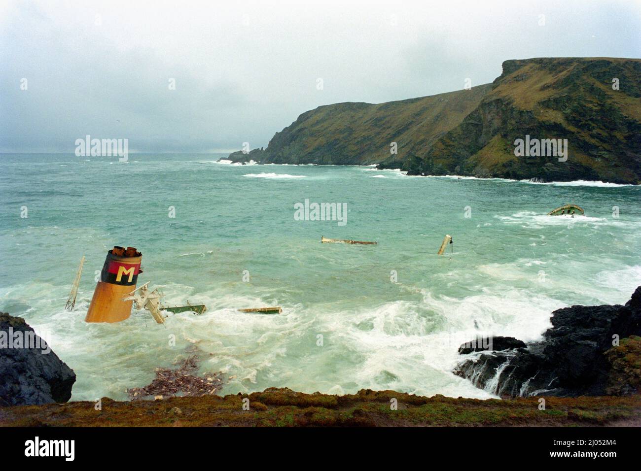 The time of the Braer oil disaster, in , Scotland, January 1993 Stock