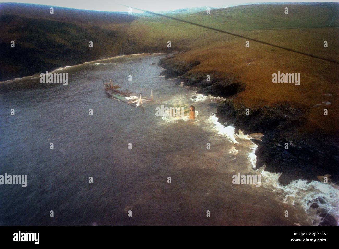 The time of the Braer oil disaster, in , Scotland, January 1993 Stock