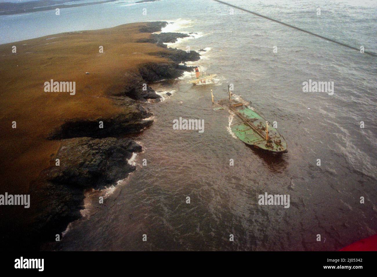 The time of the Braer oil disaster, in , Scotland, January 1993 Stock