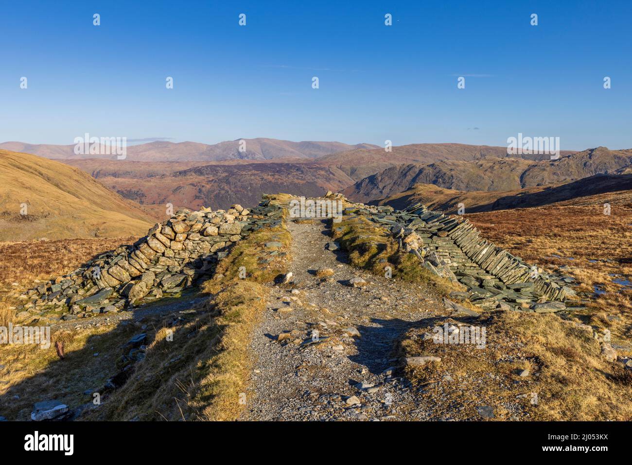 The site of the Drum House of the dismantled tramway between Dubs Quarry and the Honister Pass, Lake District, England Stock Photo