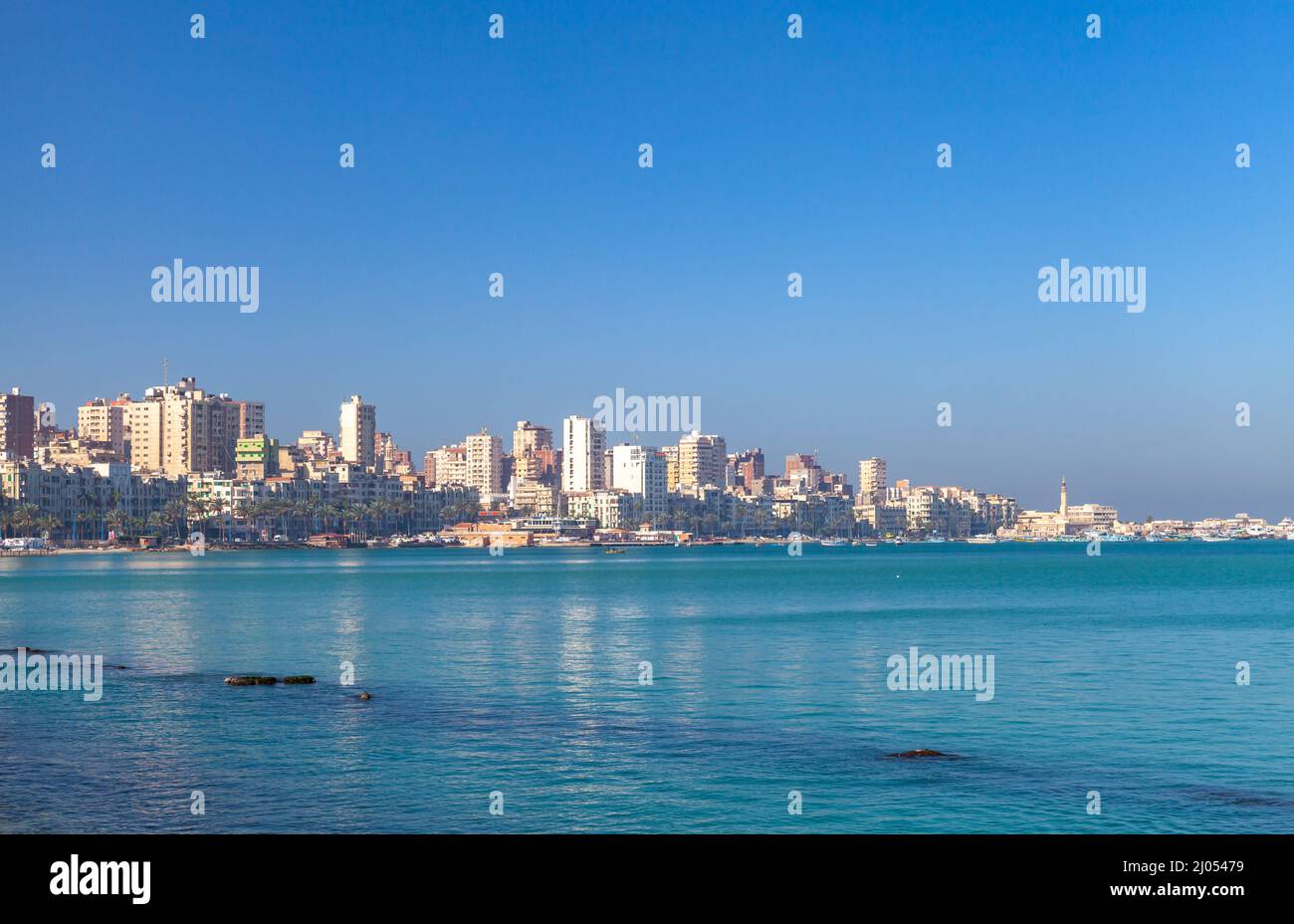 Coastal cityscape of Alexandria, Egypt on a sunny day Stock Photo