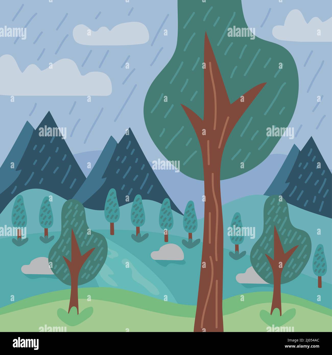 rural landscape forest with trees Stock Vector Image & Art - Alamy