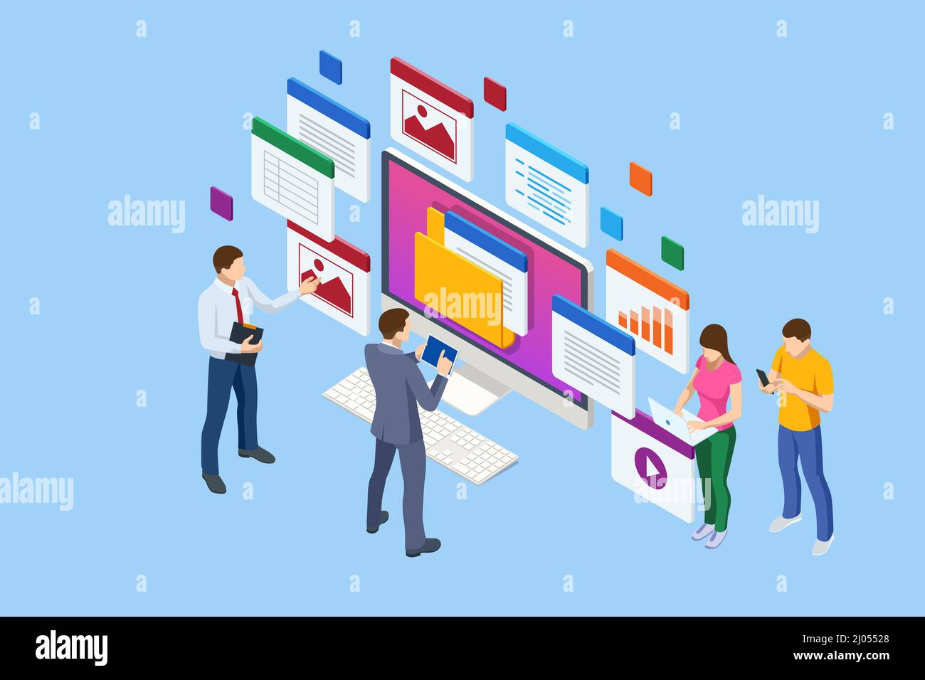 Isometric file in database, document flow management. Online