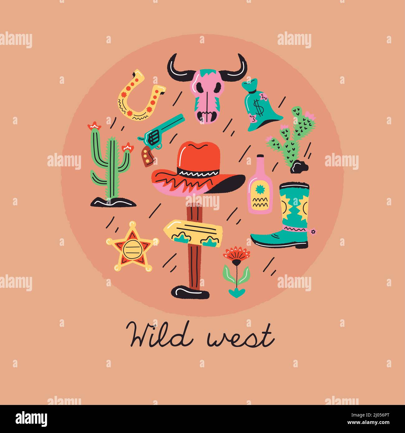 wild west circle frame icons Stock Vector Image & Art - Alamy