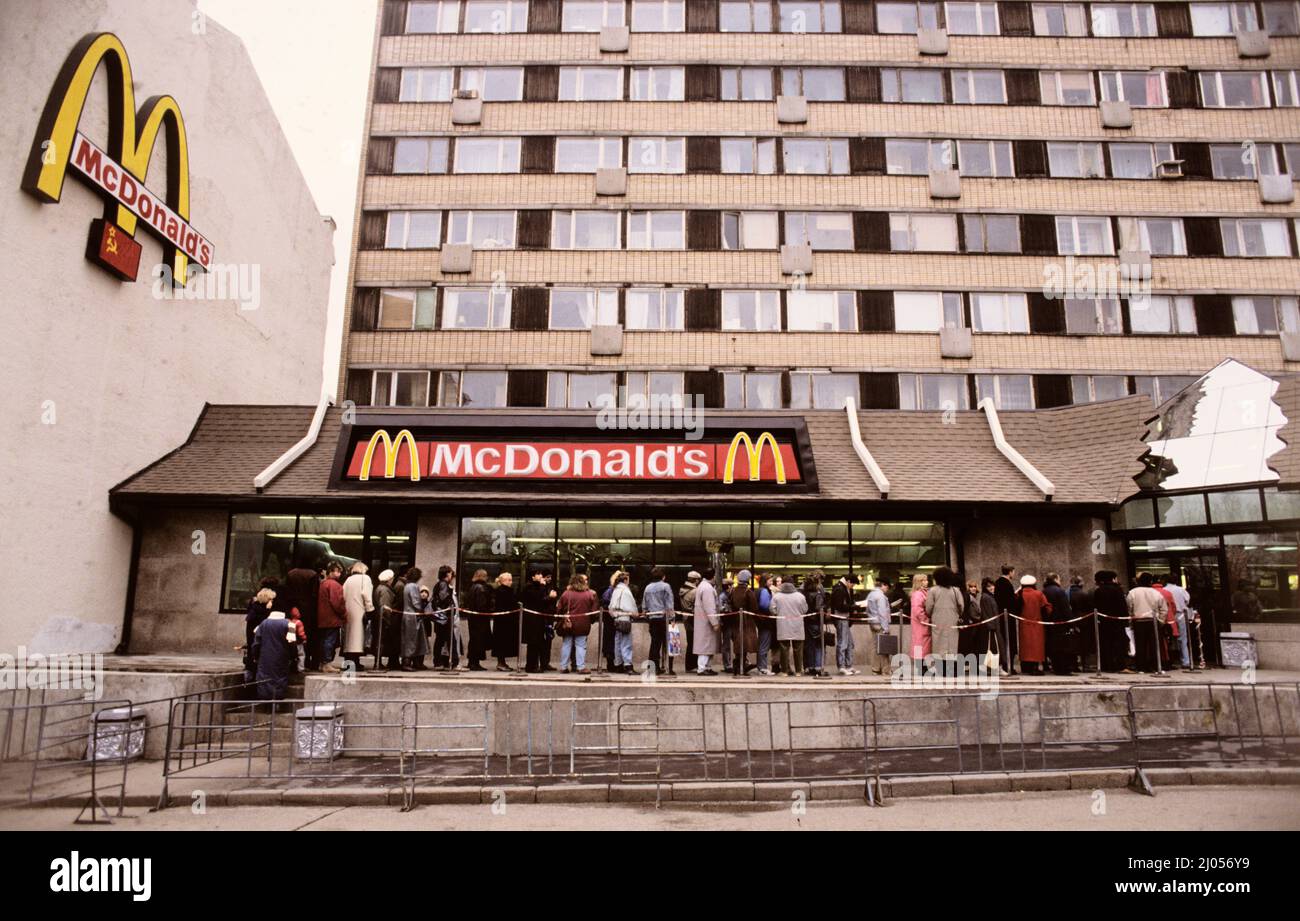 McDonald's first restaurant in Moscow opened in 1990 Stock Photo